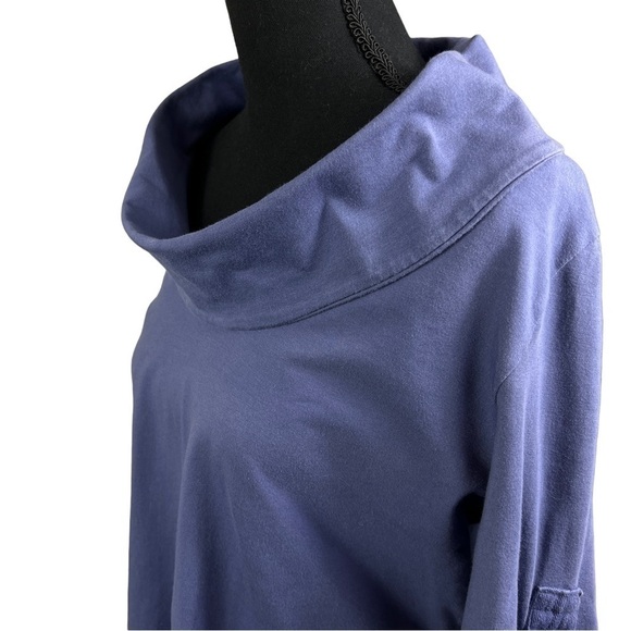 Soft Surroundings Top Size Large Petite Periwinkle Cowl Neck Tab 3/4 Sleeve - Picture 4 of 6